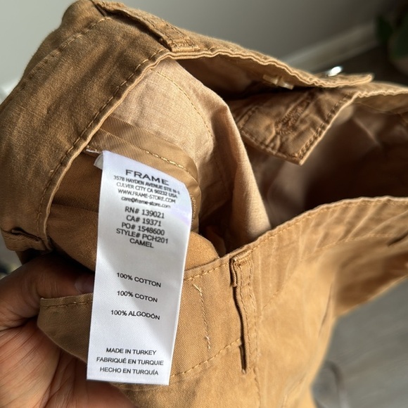 FRAME Pleated cotton-twill wide-leg pants Camel 27 - Picture 11 of 13